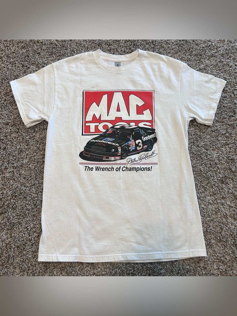 VINTAGE DALE EARNHARDT MAC TOOLS T-SHIRT Lumina 3 White MEDIUM M NASCAR